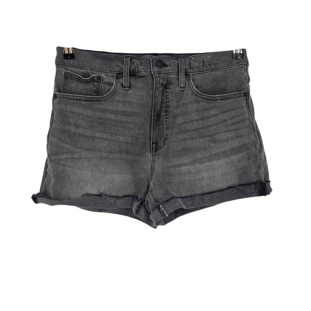 Madewell Charcoal Gray High Rise Cut Off Comfort Stretch Denim Shorts Size 28